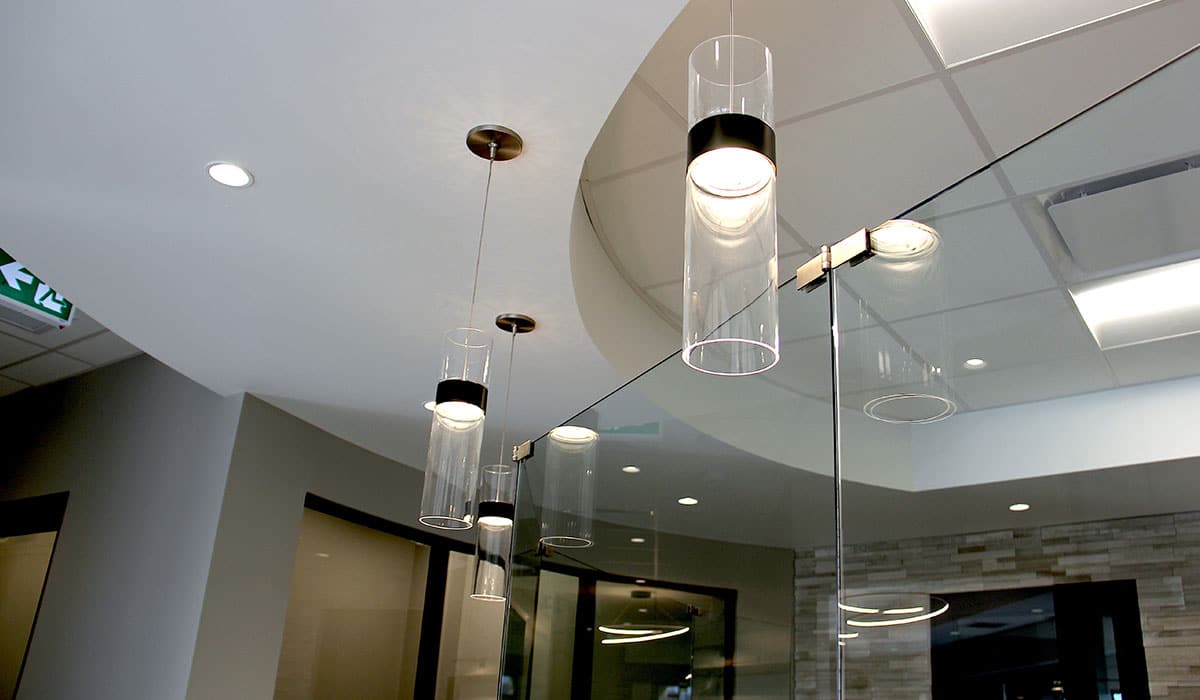 modern lighting and ceiling in dental clinic